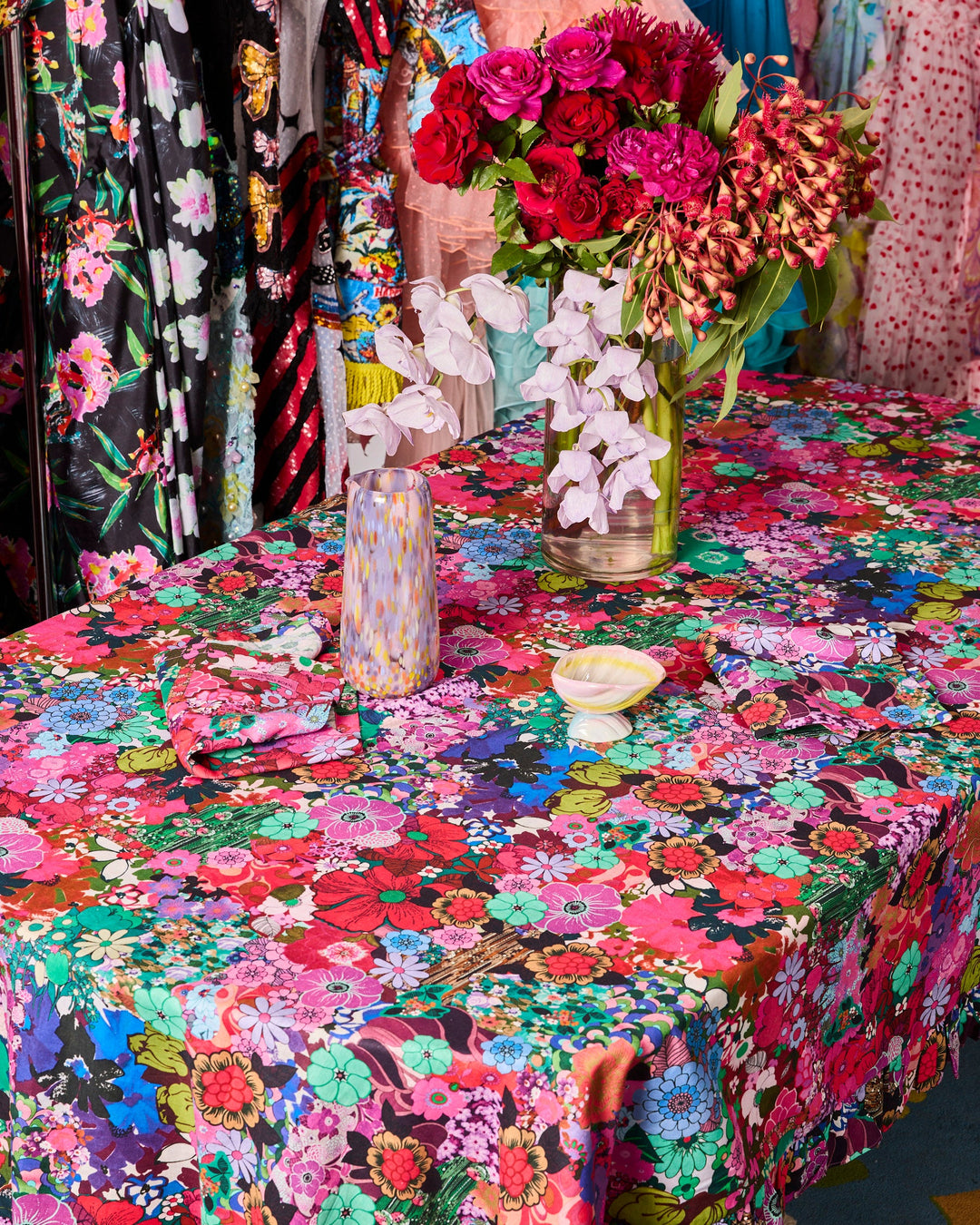 Kip & Co x Romance Was Born Flower Power Pink Tablecloth