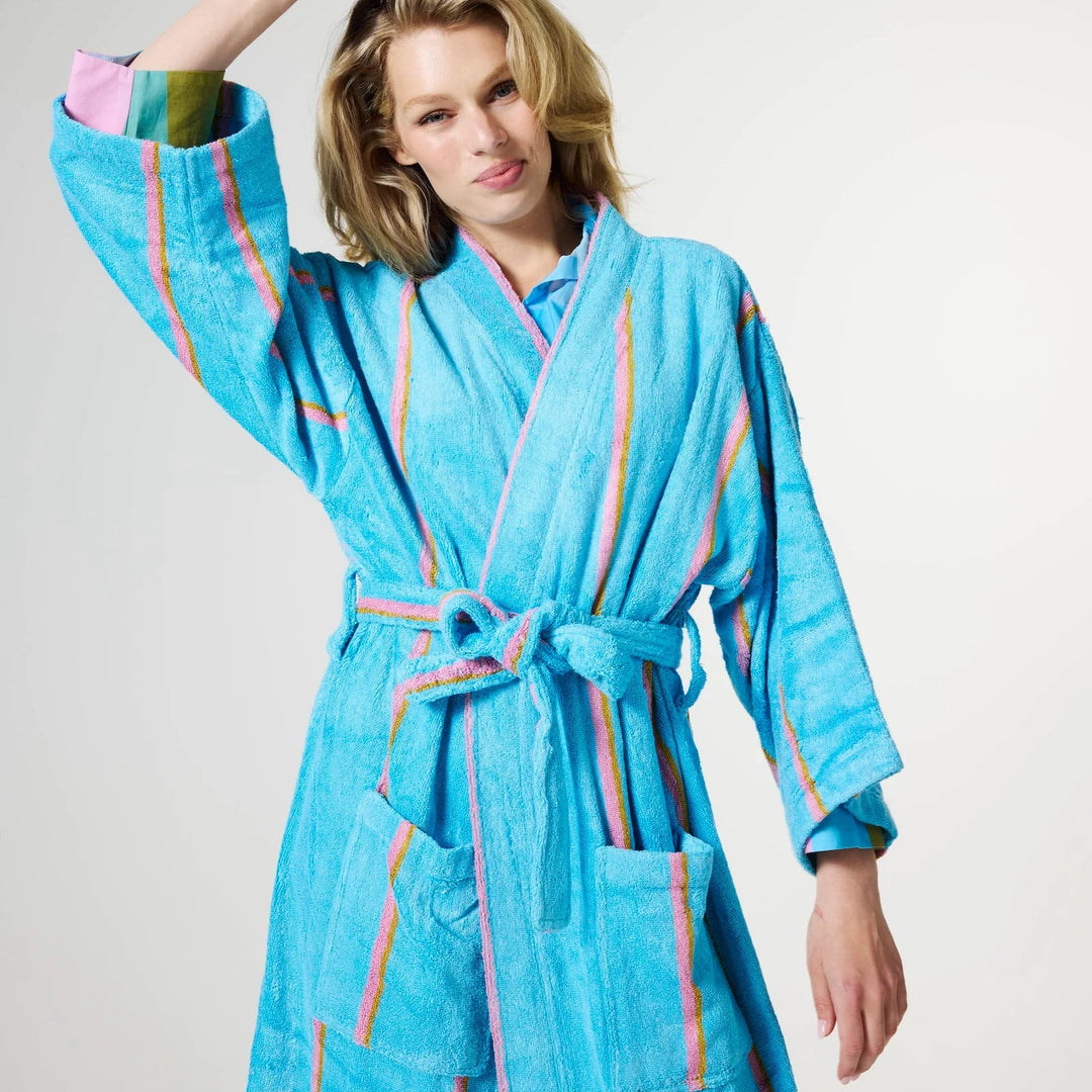 Kip & Co Aegean Stripe Bamboo Terry Bath Robe