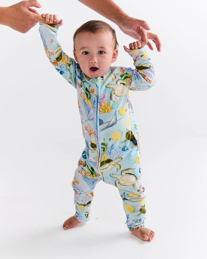 Kip & Co Reef Life Organic Long Sleeve Zip Romper