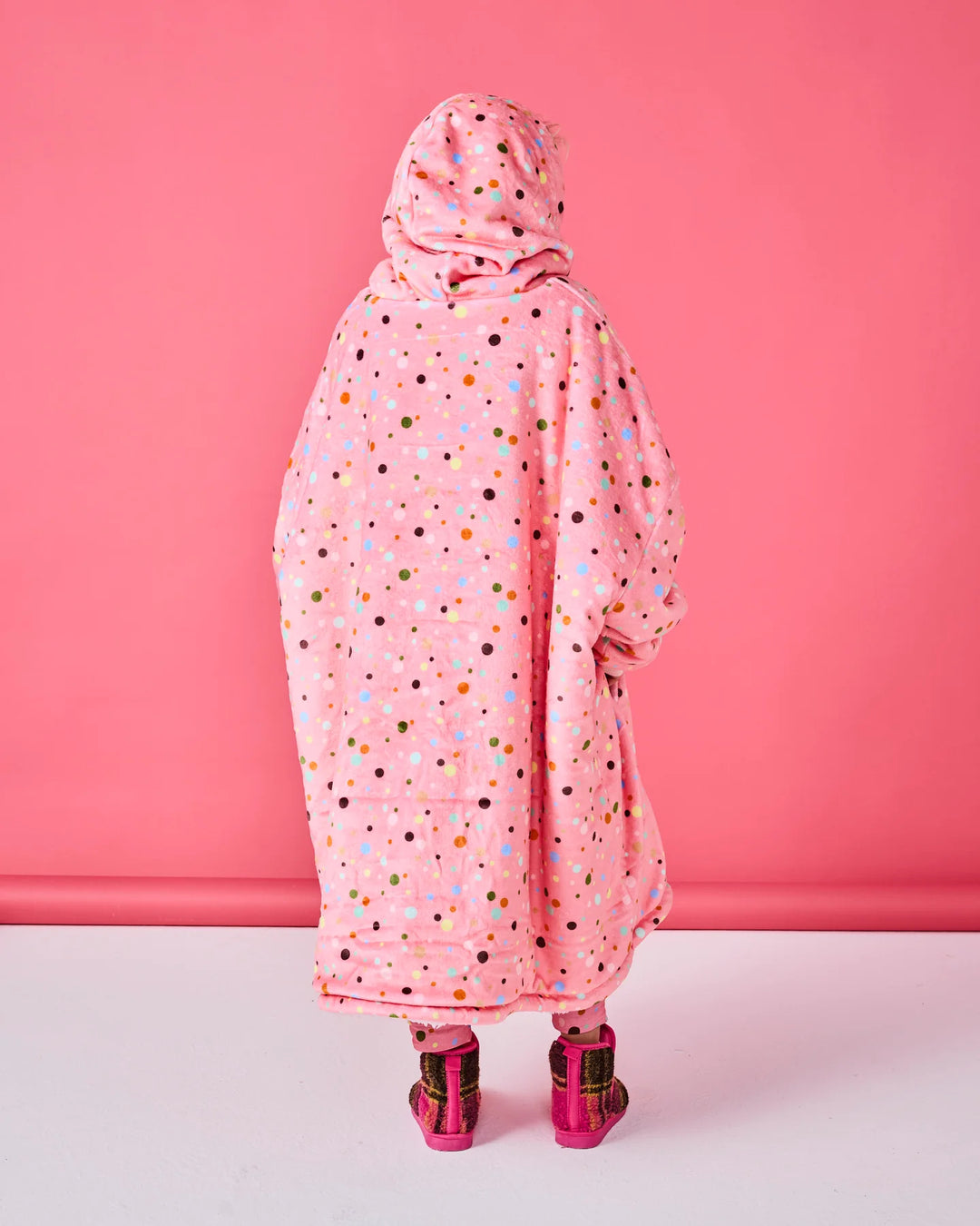 Kip & Co Polkadot Pink Kuddle Hooded Oversized Sweater