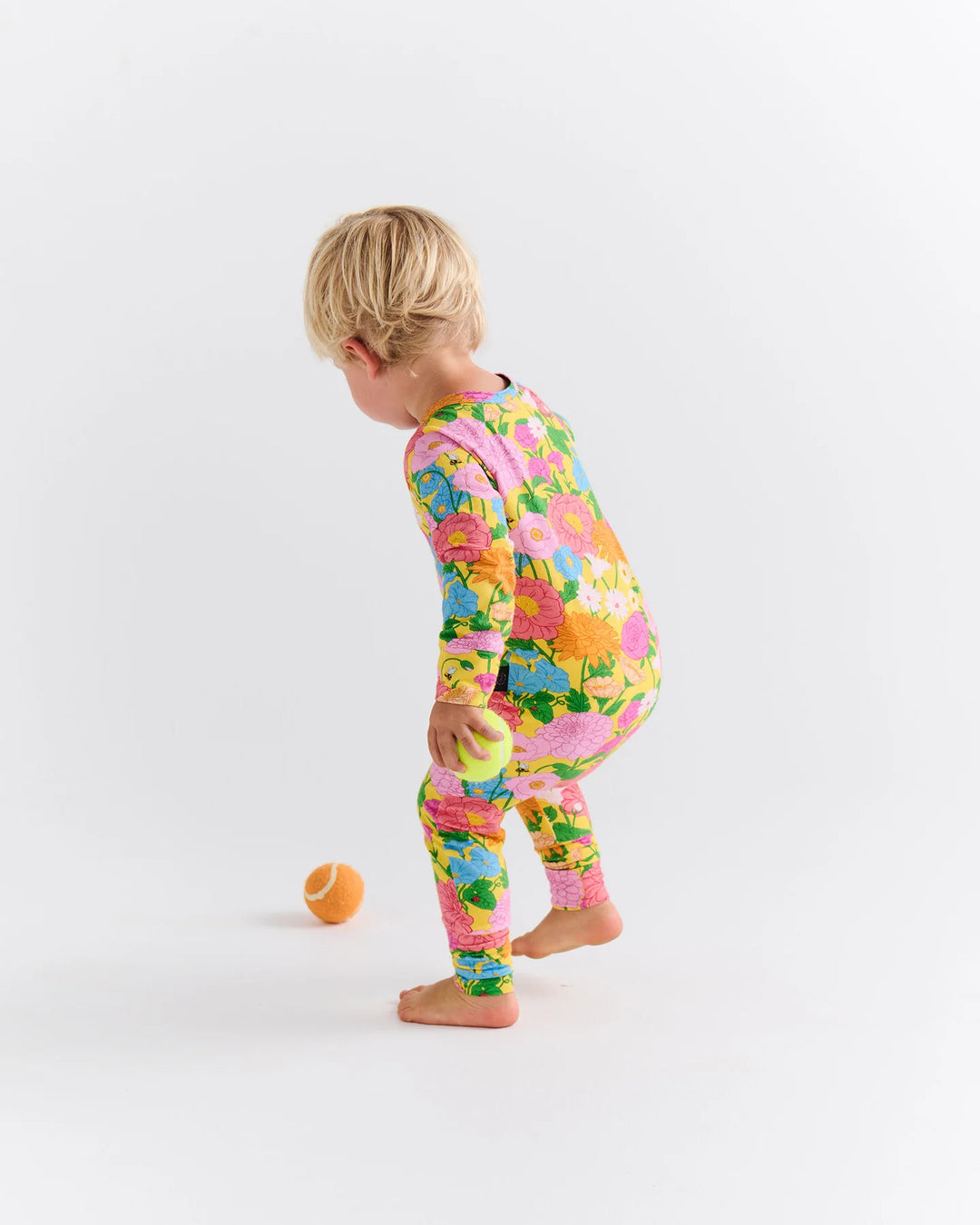 Kip & Co Follow The Sun Yellow Organic Long Sleeve Zip Romper