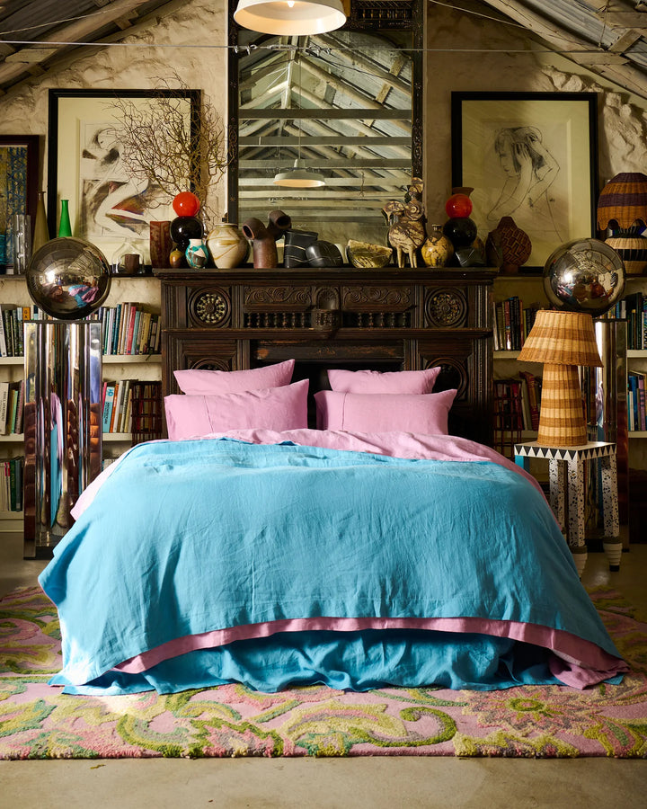 Kip & Co Niagara Lavender Reversible Linen Quilt Cover