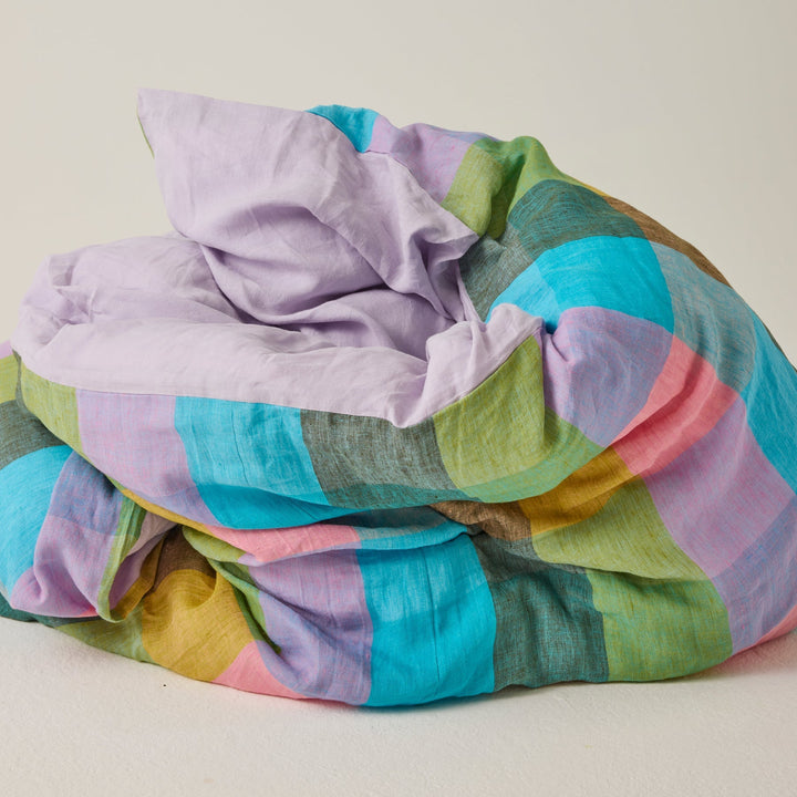 Kip & Co Sorbet Tartan Linen Quilt Cover