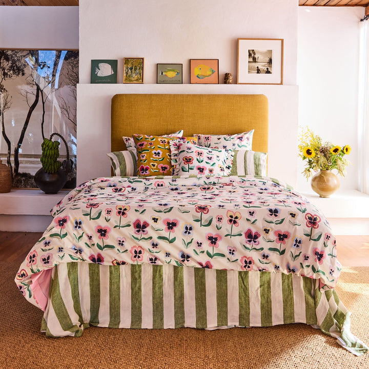 Kip & Co Pretty Pansy Gold Upholstery Cushion