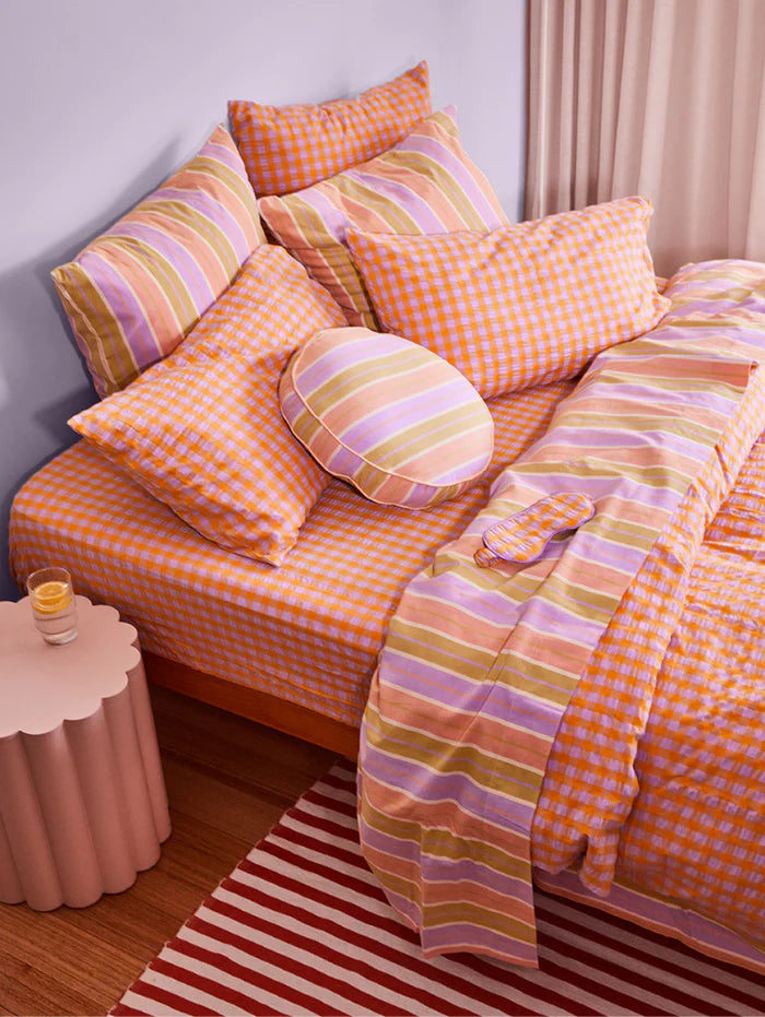 Mosey Me Kumquat Bloom Seersucker Euro Pillowcase Set