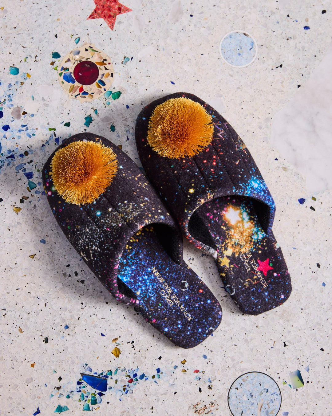 Kip & Co x Romance Was Born Glitter Galaxy Velvet Adult Slippers