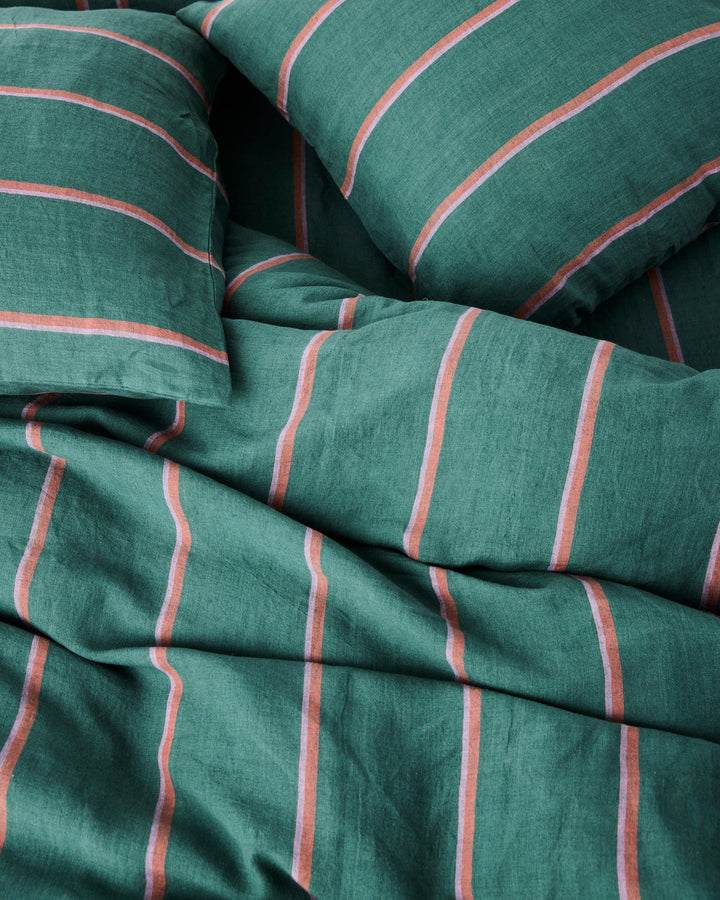 Kip & Co Wakame Crush Stripe Linen Pillowcases