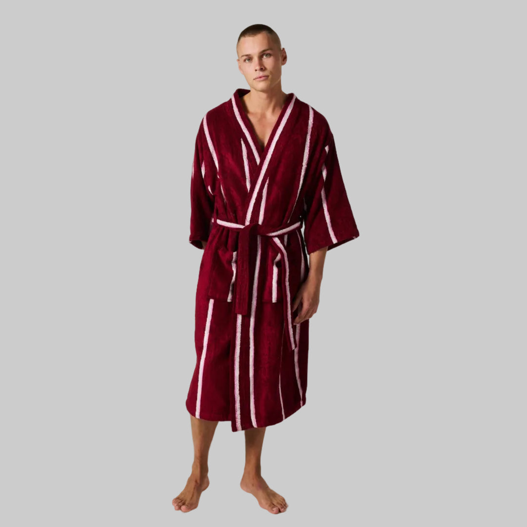 Kip & Co Ruby Rose Stripe Bamboo Terry Bath Robe