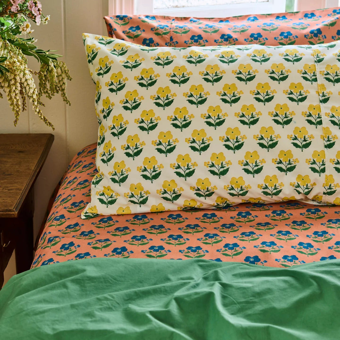 Kip & Co x Anna Spiro Indian Summer Rose Organic Cotton Fitted Sheet