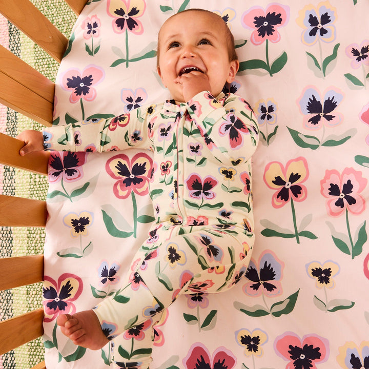 Kip & Co Pretty Pansy Organic Long Sleeve Zip Romper