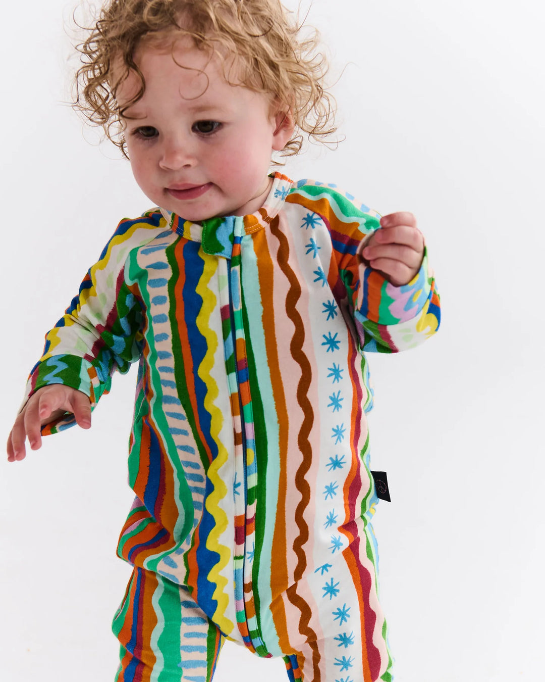 Kip & Co Beach Patterns Organic Long Sleeve Zip Romper