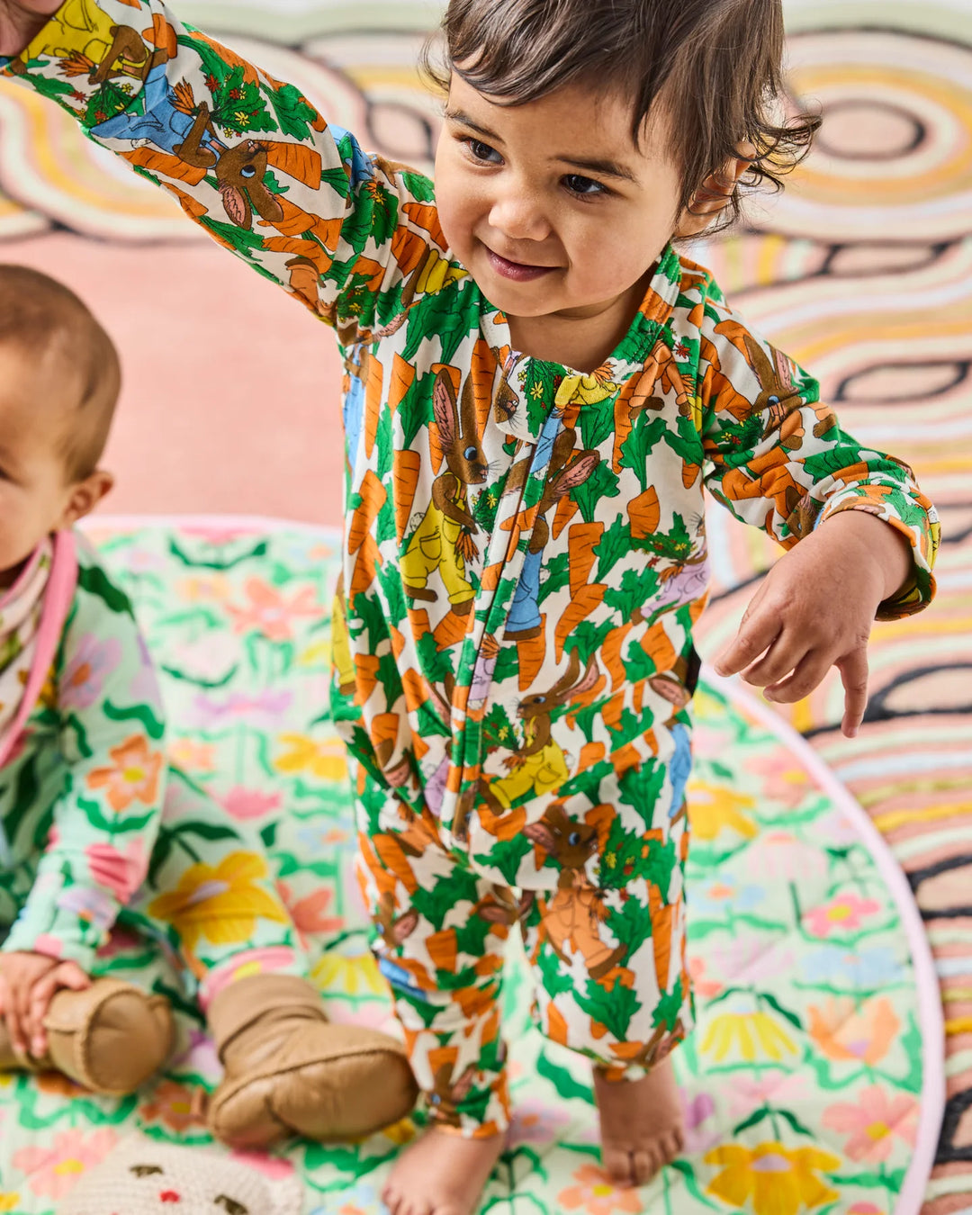 Kip & Co Carrot Joy Long Sleeve Zip Romper