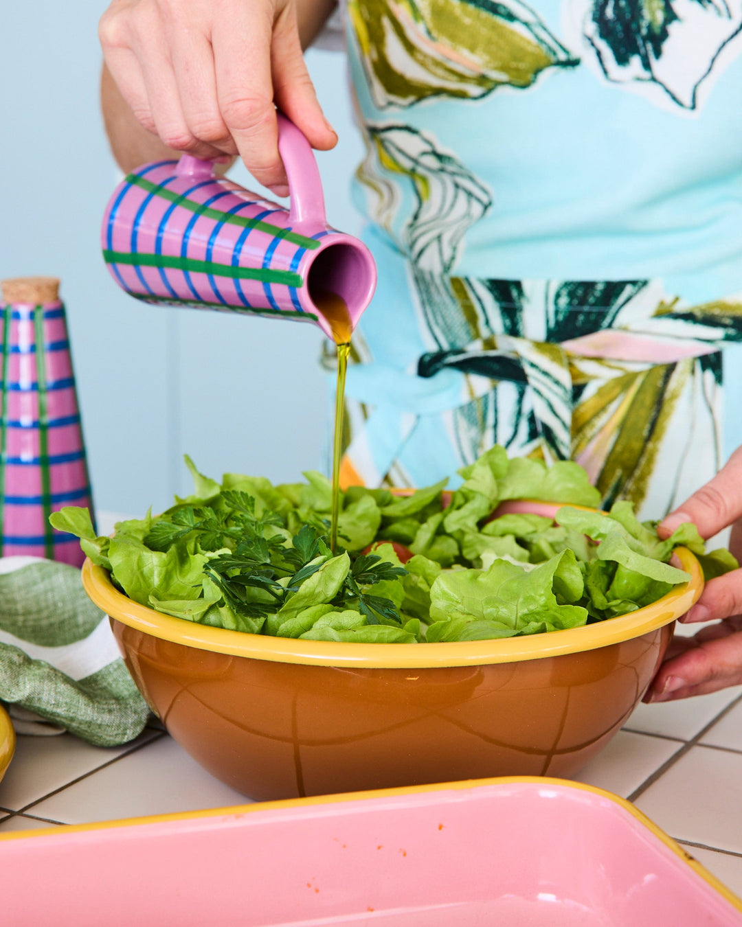 Kip & Co Blushing Meadow Enamel Salad Bowl