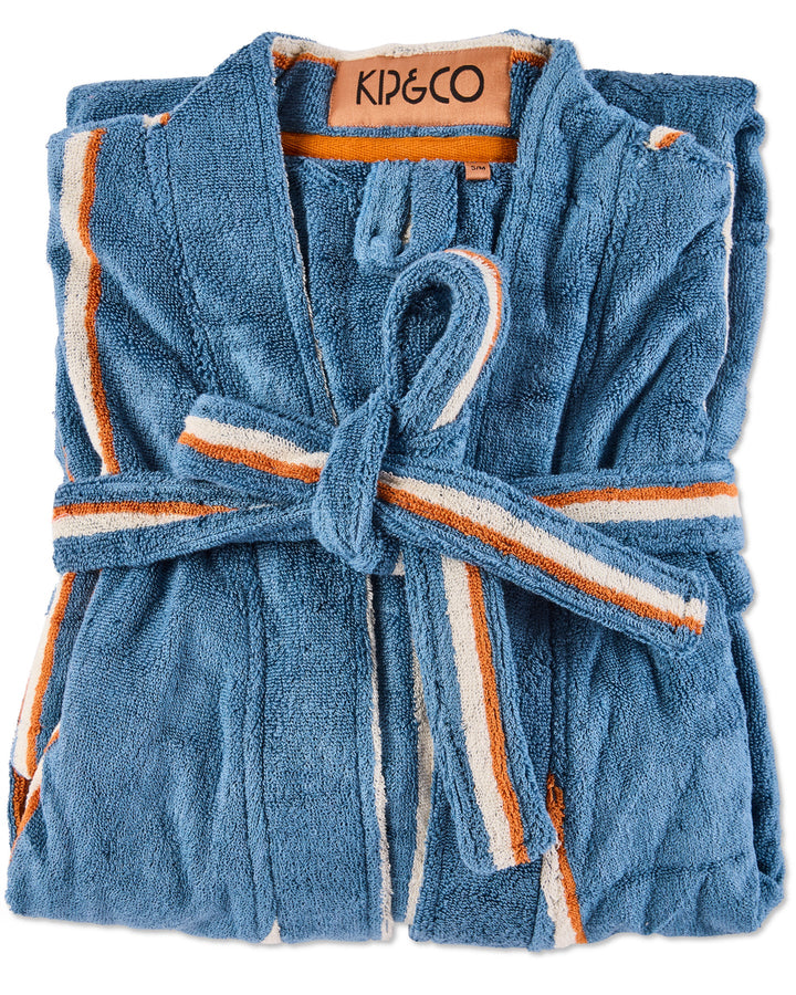 Kip & Co Blue Lagoon Stripe Bamboo Terry Bath Robe