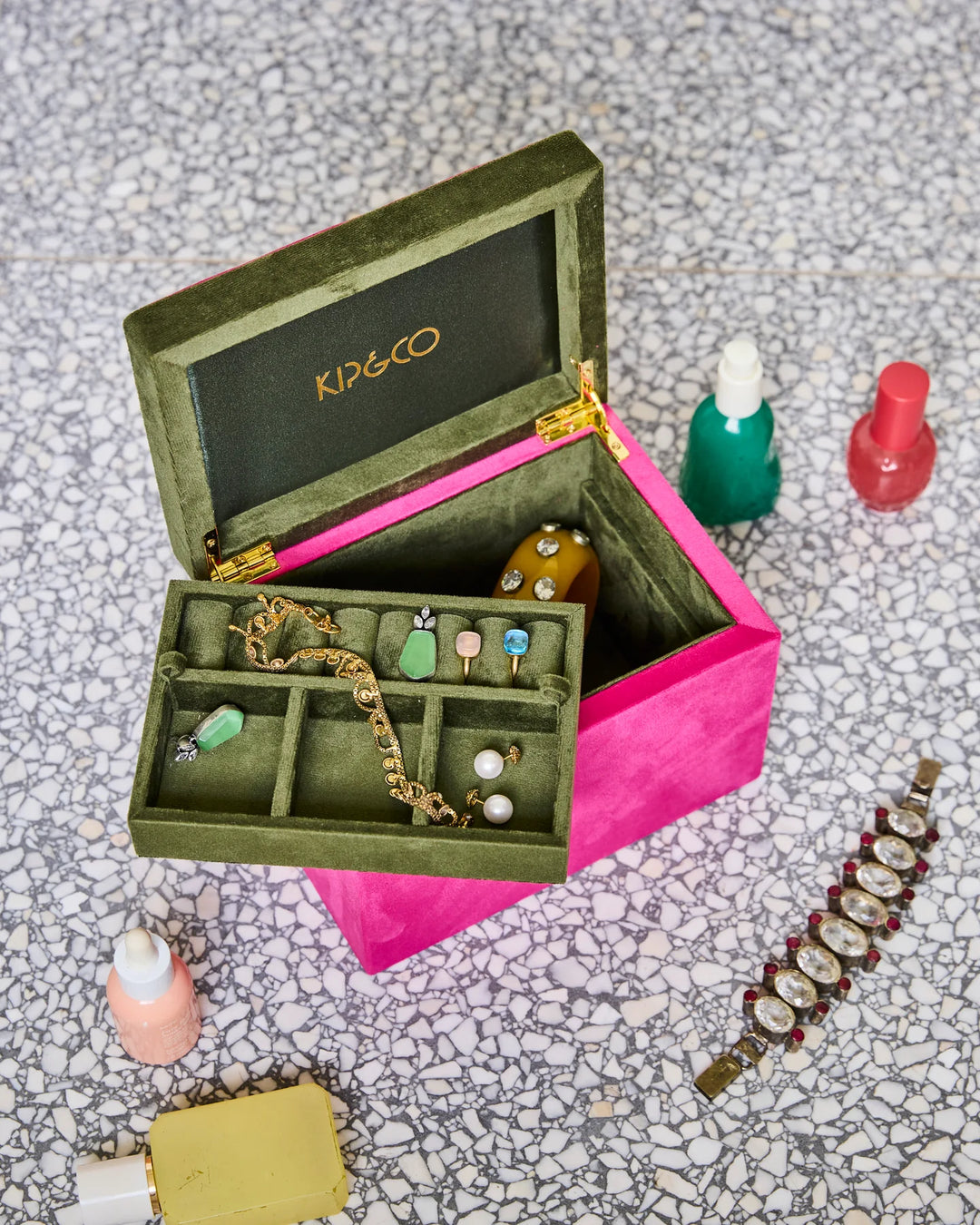 Kip & Co Prickly Pear Velvet Jewellery Box Large