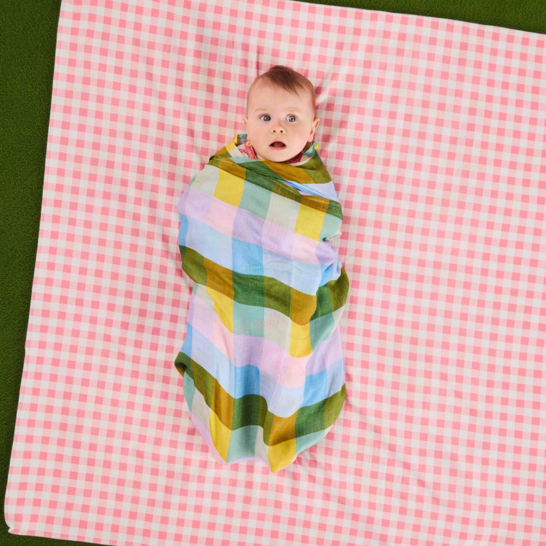 Kip & Co Sorbet Tartan Bamboo Swaddle