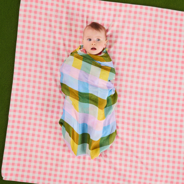 Kip & Co Sorbet Tartan Bamboo Swaddle