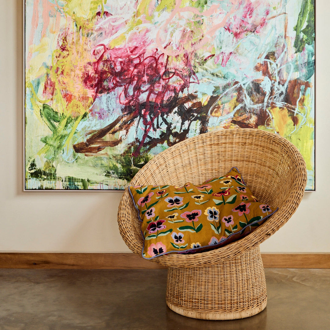 Kip & Co Pretty Pansy Gold Upholstery Cushion