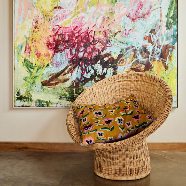 Kip & Co Pretty Pansy Gold Upholstery Cushion