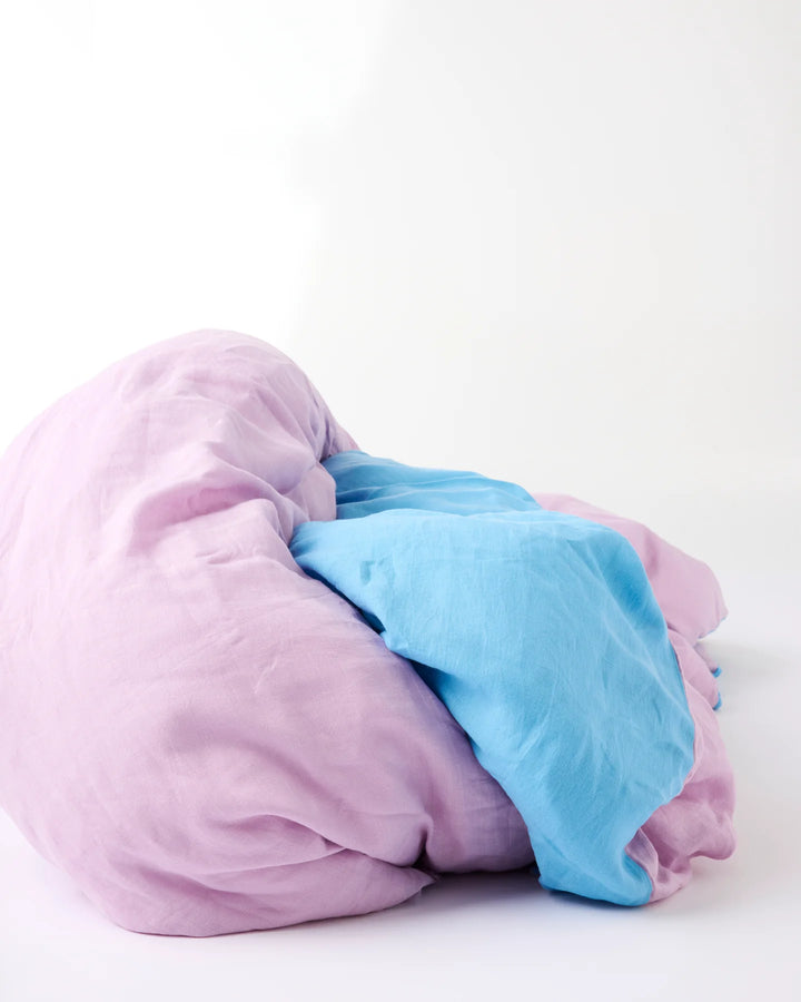 Kip & Co Niagara Lavender Reversible Linen Quilt Cover