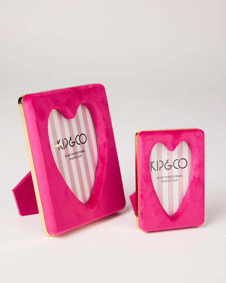 Kip & Co Desert Pink Heart Velvet Photo Frame