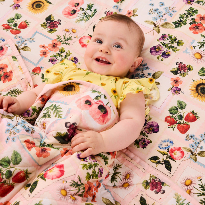 Kip & Co Sunflower Delight Organic Short Sleeve Frill Romper