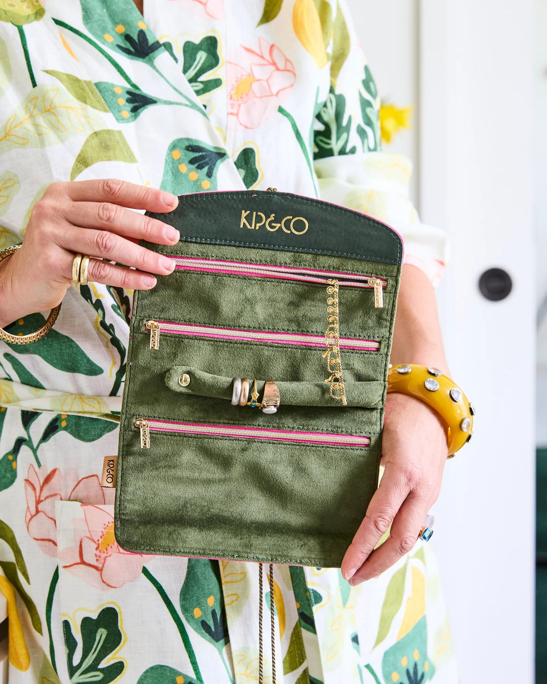 Kip & Co Prickly Pear Velvet Jewellery Roll