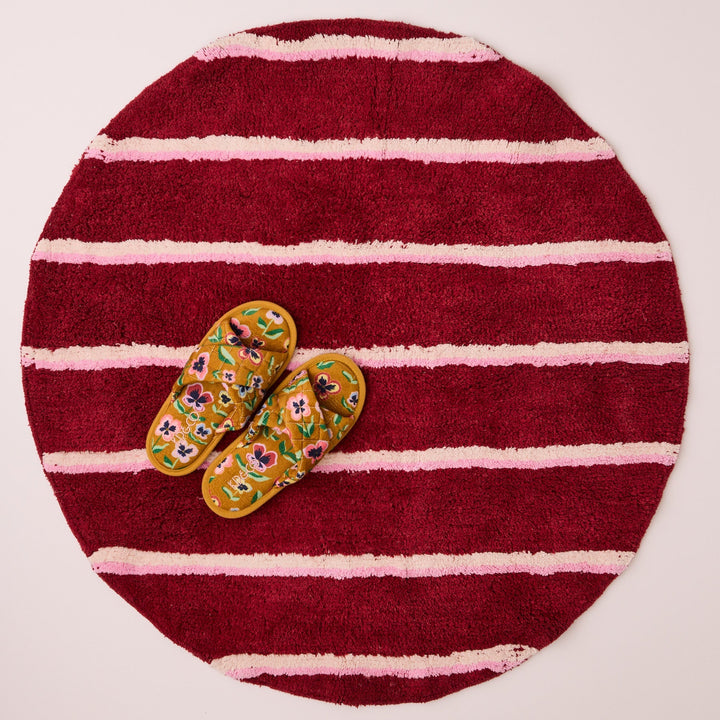 Kip & Co Ruby Rose Stripe Round Bath Mat