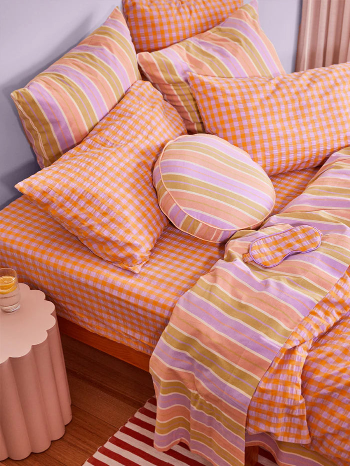 Mosey Me Kumquat Bloom Seersucker Fitted Sheet