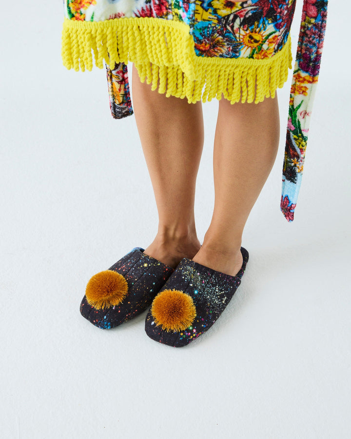 Kip & Co x Romance Was Born Glitter Galaxy Velvet Adult Slippers