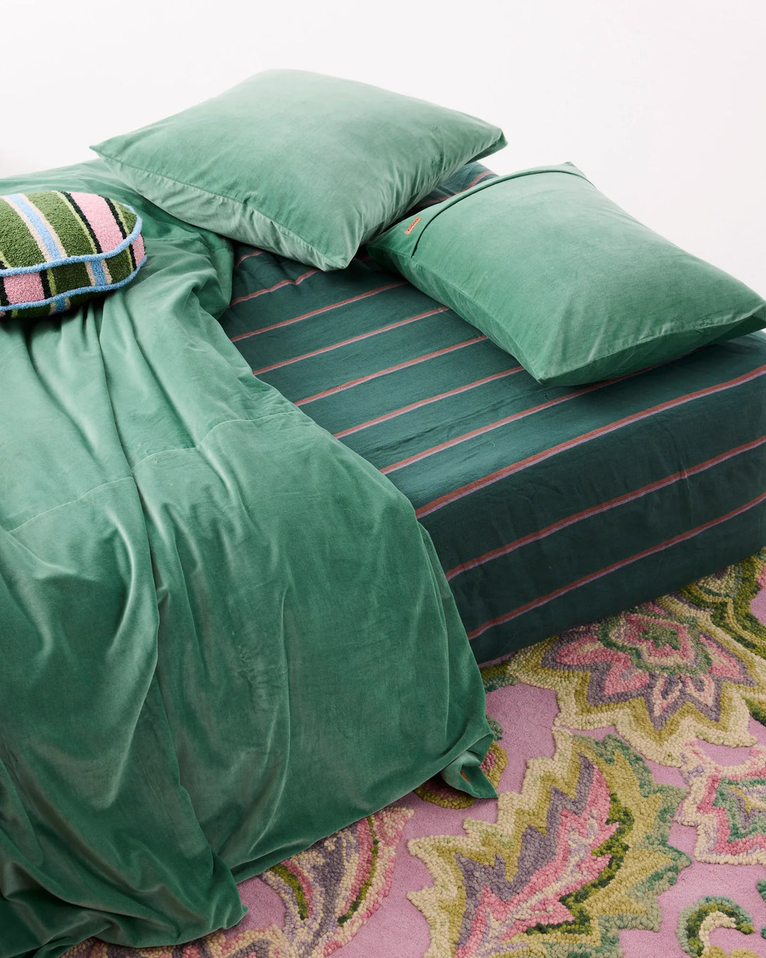 Kip & Co Wakame Crush Stripe Linen Fitted Sheet