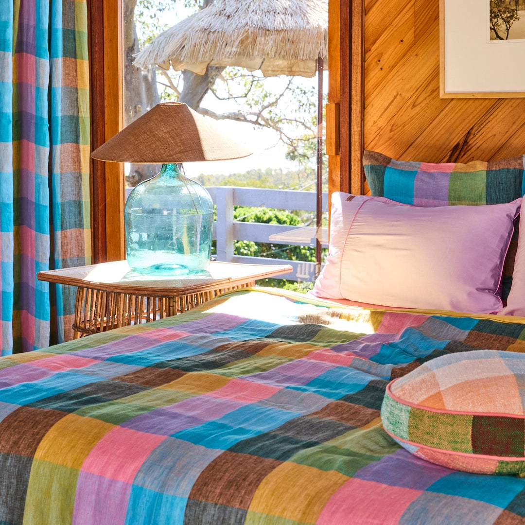 Kip & Co Sorbet Tartan Linen Quilt Cover