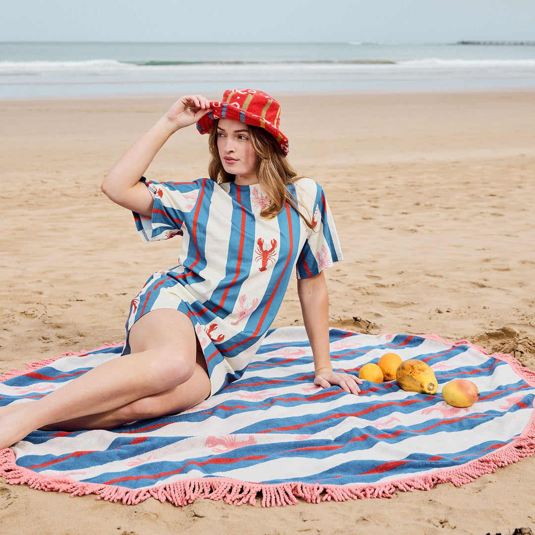 Kip & Co Lobster Fan Club Terry Round Beach Towel