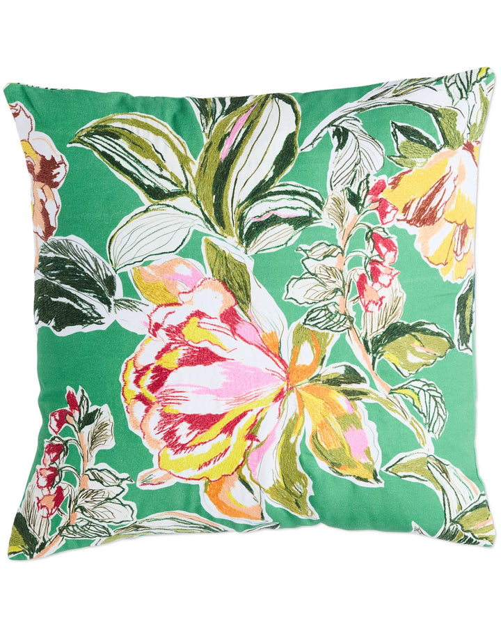 Kip & Co Somerset Green Embroidered Cushion