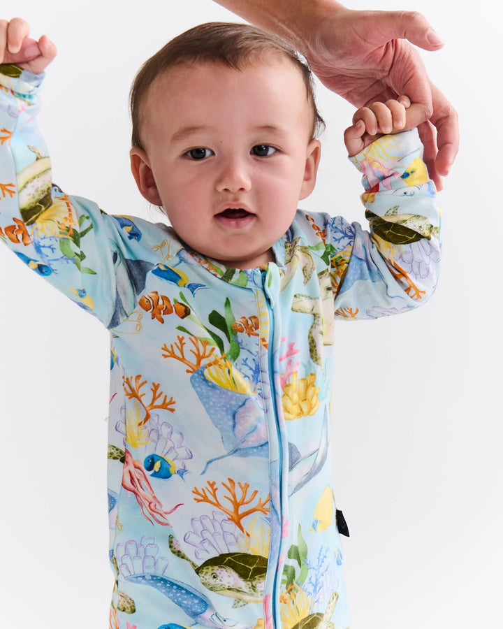 Kip & Co Reef Life Organic Long Sleeve Zip Romper