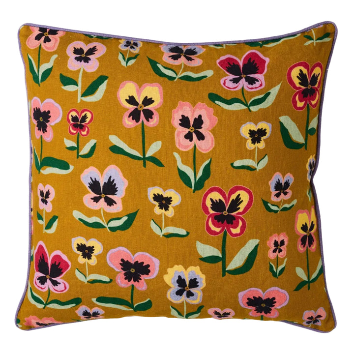 Kip & Co Pretty Pansy Gold Upholstery Cushion