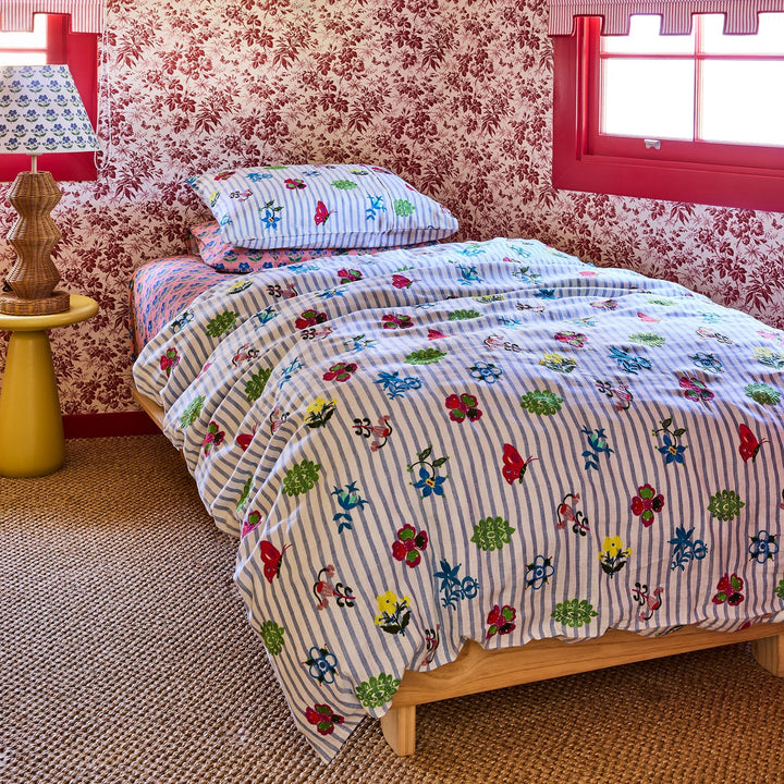 Kip & Co x Anna Spiro Malabar Floral Embroidered Linen Quilt Cover