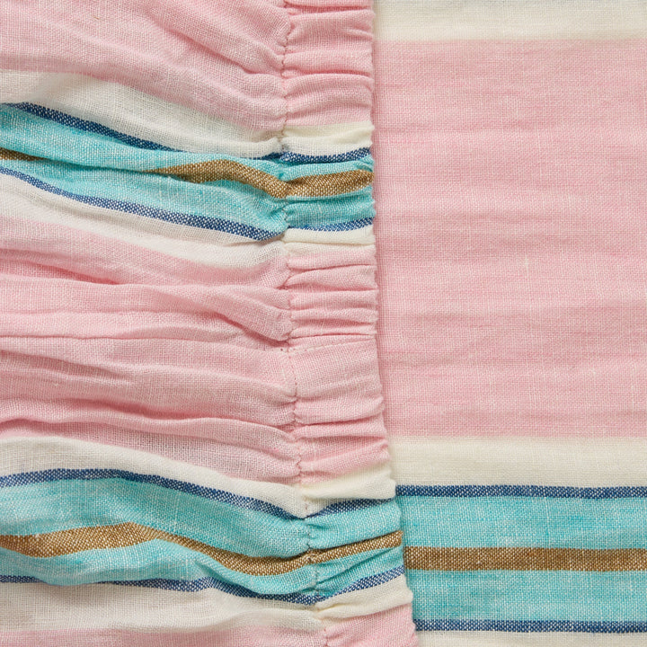 Kip & Co Tickled Pink Stripe Linen Fitted Sheet
