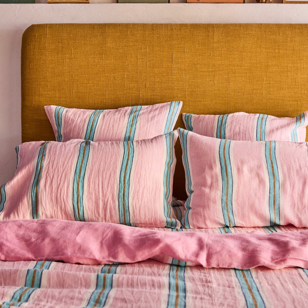 Kip & Co Tickled Pink Stripe Linen European Pillowcases