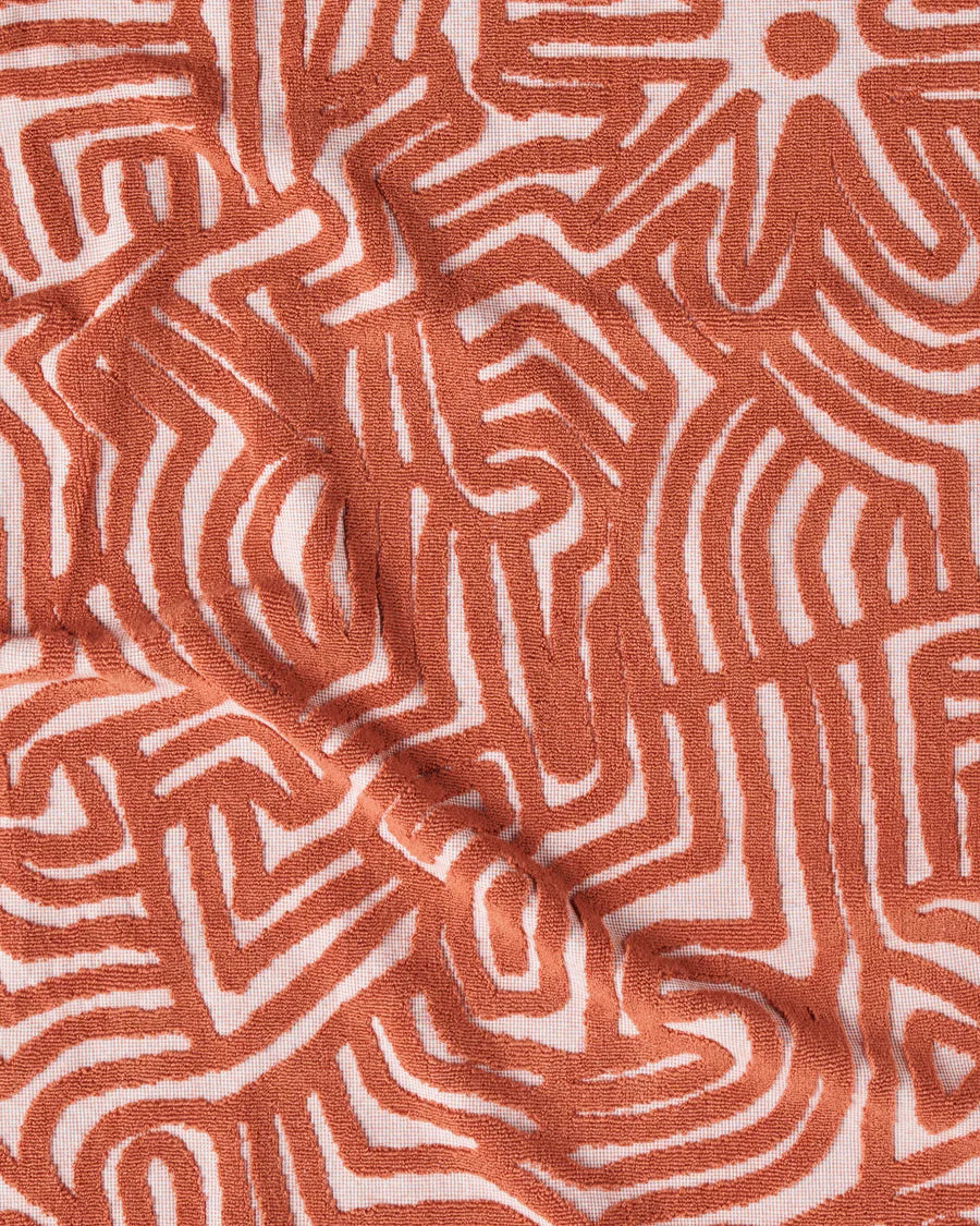 Kip & Co Kalaya Tjukurpa Sand Embossed Terry Bath Towel