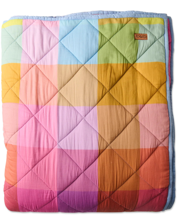 Kip & Co Ponza Tartan Organic Cotton Quilted Bedspread