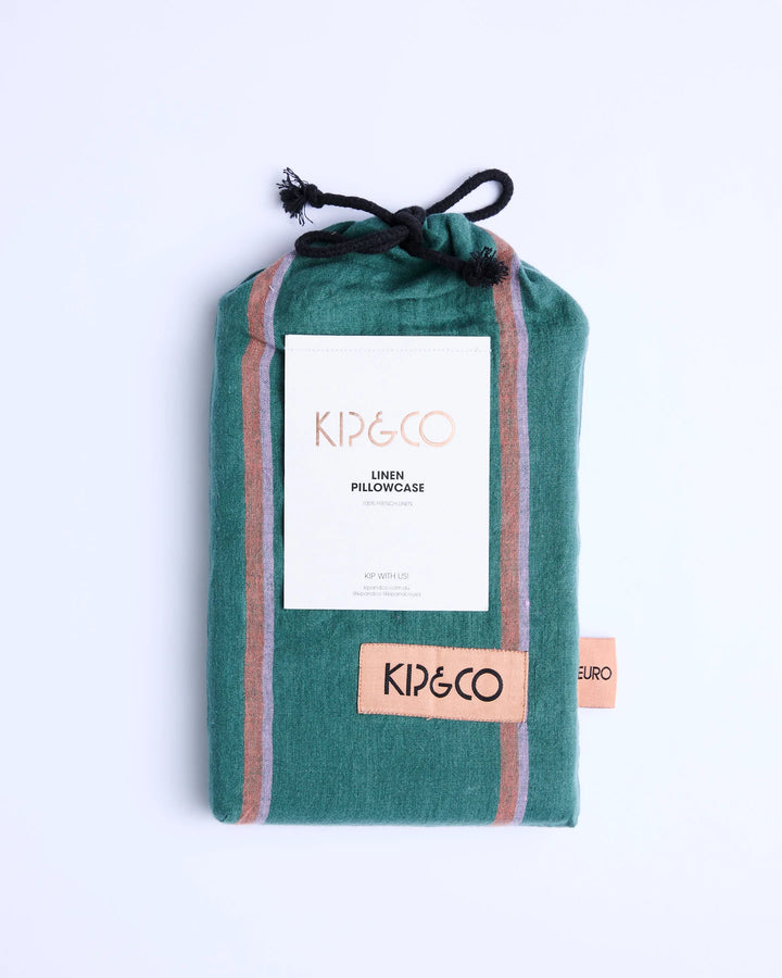 Kip & Co Wakame Crush Stripe Linen European Pillowcases