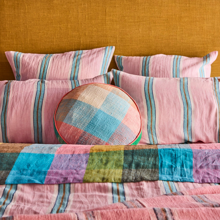 Kip & Co Tickled Pink Stripe Linen European Pillowcases