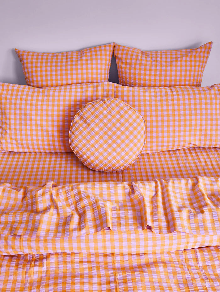 Mosey Me Kumquat Bloom Seersucker Euro Pillowcase Set