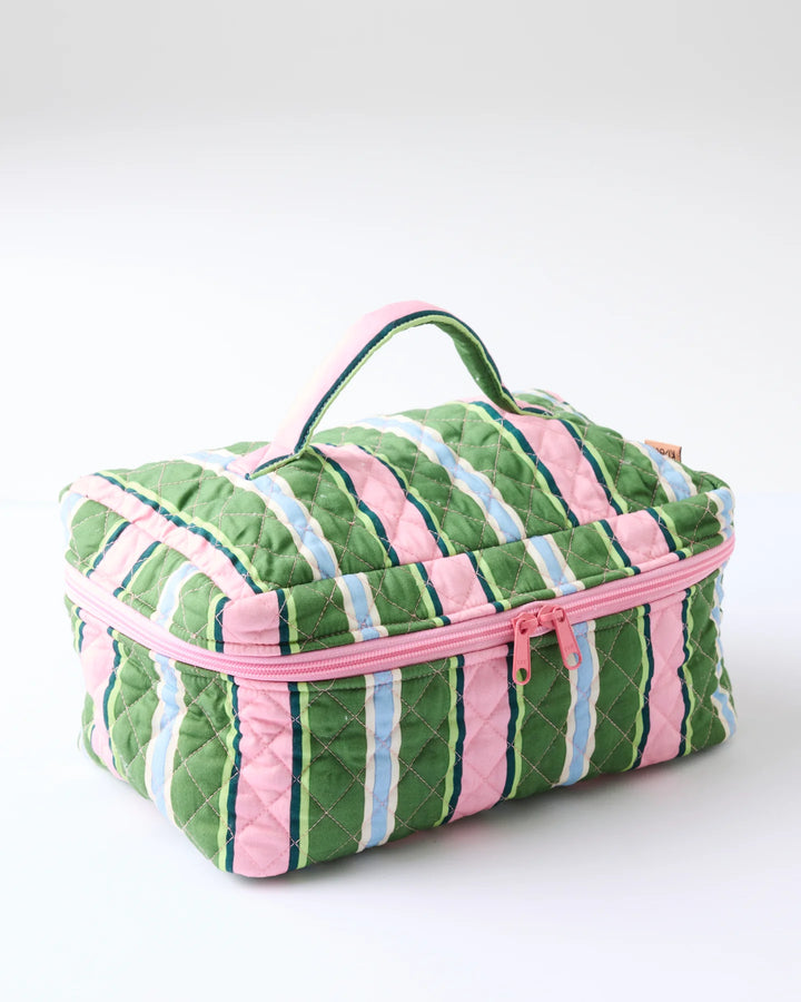 Kip & Co Cactus Stripe Quilted Cotton Toiletry Case