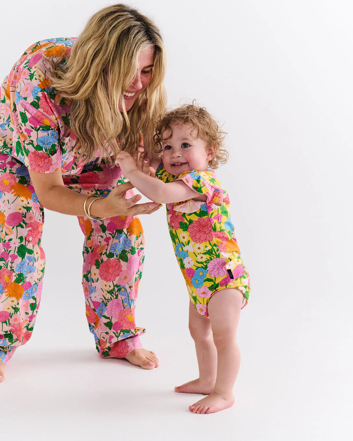 Kip & Co Follow The Sun Yellow Organic Short Sleeve Frill Romper