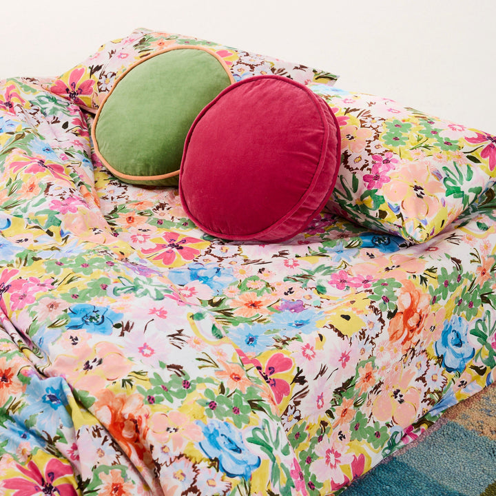 Kip & Co Pesto Velvet Pea Cushion