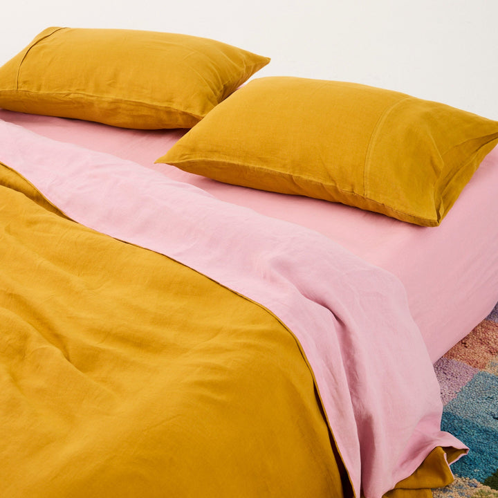 Kip & Co Golden Blossom Linen Quilt Cover