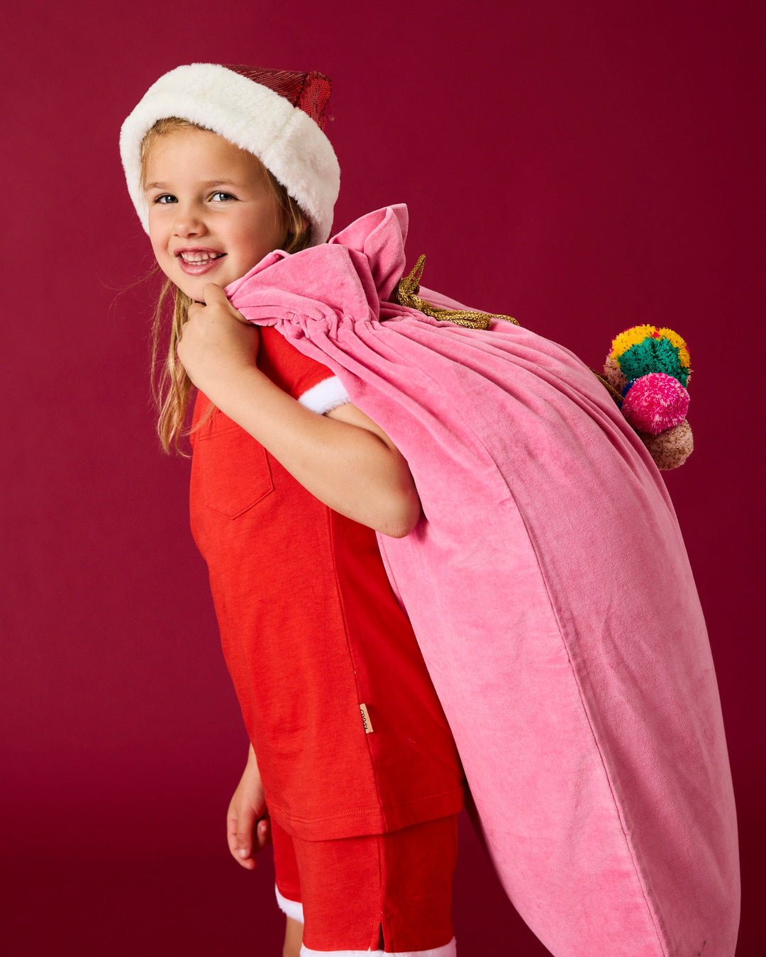 Kip & Co Pinky Velvet Santa Sack