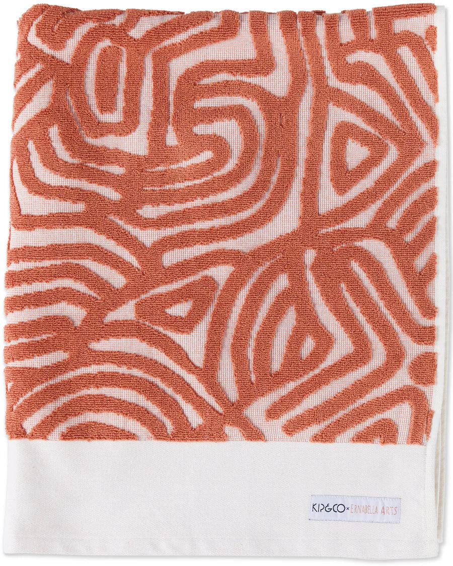 Kip & Co Kalaya Tjukurpa Sand Embossed Terry Bath Towel